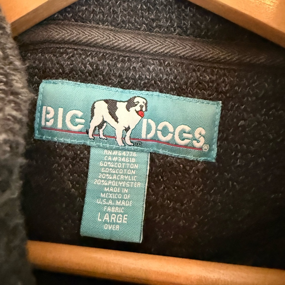 Vintage 90s Big Dogs Gray 1/4 Quarter Zip Mens L - Picture 2 of 10